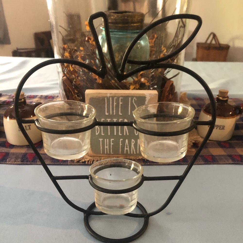 Apple shaped tea light holder ( Metal)
